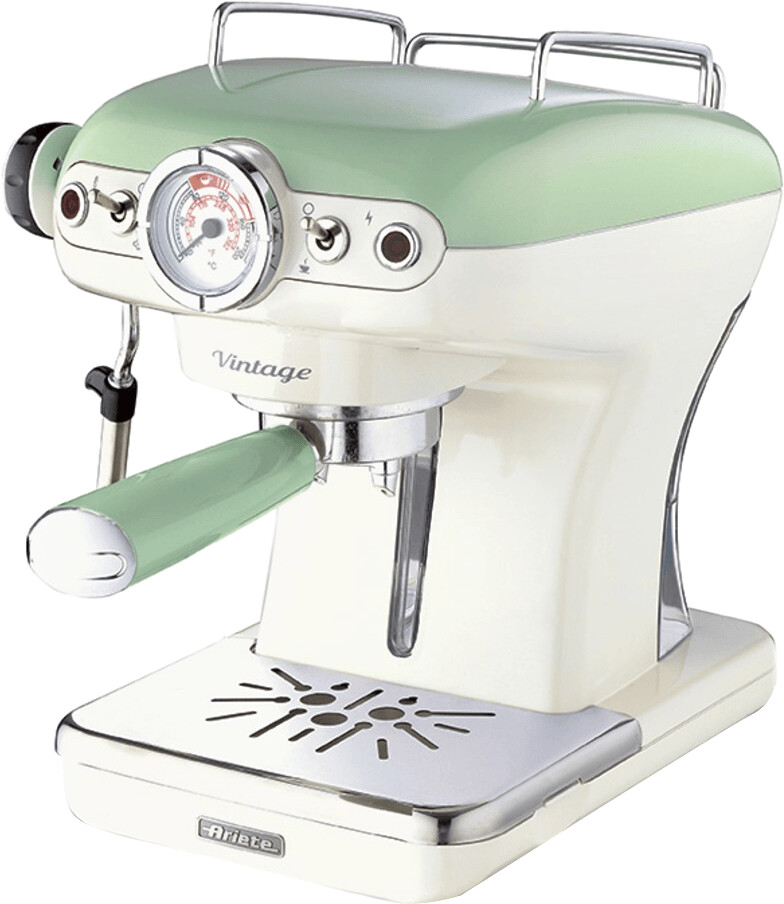 اسپرسو ساز نیمه اتوماتیک آریته ایتالیا مدل Ariete Espresso Vintage | رنگ سبز | با پرتافیلتر فلزی و طراحی کلاسیک